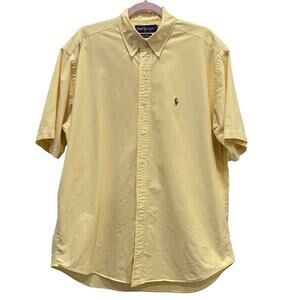 Ralph Lauren Men’s L Short Sleeve Button Down Shirt "Blake" Butter Yellow Cotton